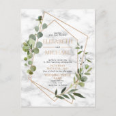 Kopergeometrische groene marmer Briefkaart bruilof (Voorkant)