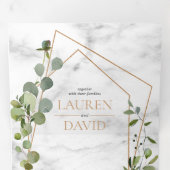 Kopergeometrische marmer Eucalyptus Elegant Weddin Drieluik Uitnodiging (Binnenzijde eerst)