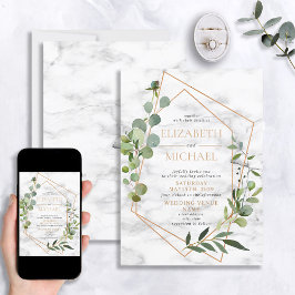 Kopergeometrische marmer Eucalyptus Elegant Weddin Kaart
