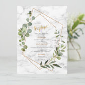Kopergeometrische marmer Eucalyptus Elegant Weddin Menu (Staand voorkant)