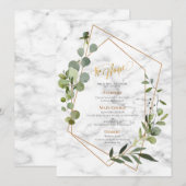 Kopergeometrische marmer Eucalyptus Elegant Weddin Menu (Voorkant / Achterkant)
