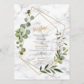 Kopergeometrische marmer Eucalyptus Elegant Weddin Menu (Voorkant)