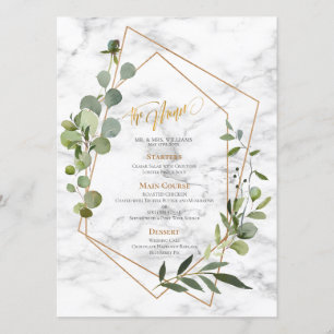 Kopergeometrische marmer Eucalyptus Elegant Weddin Menu