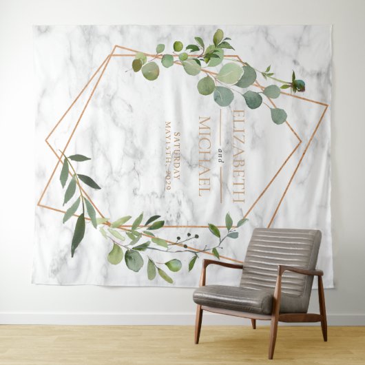 Kopergeometrische marmer Eucalyptus Elegant Weddin Wandkleed (In Situ (horizontaal))