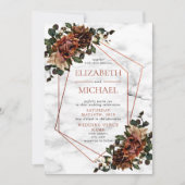 Kopergeometrische marmer Gedroogde Florale bruilof Kaart (Voorkant)