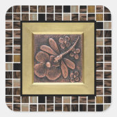 Koperglazen tegelmok vierkante sticker (Voorkant)