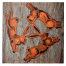 Kopergloed Drie konijnen Eenvoudige beweging op st