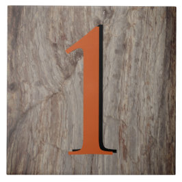 Kopergloed House Number Tile 1 One on Grey Stone Tegeltje