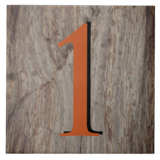 Kopergloed House Number Tile 1 One on Grey Stone Tegeltje