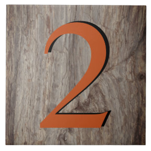 Kopergloed House Number Tile 2 Two on Grey Stone Tegeltje