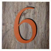 Kopergloed House Number Tile 6 op grijze steen Tegeltje (Voorkant)