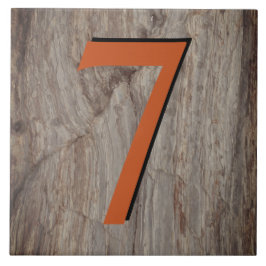 Kopergloed House Number Tile 7 op grijze steen Tegeltje