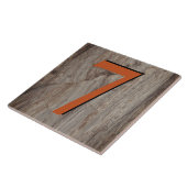 Kopergloed House Number Tile 7 op grijze steen Tegeltje (Zijkant)