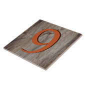Kopergloed House Number Tile 9 op grijze steen Tegeltje (Zijkant)