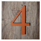 Kopergloed huisnummer vier grijs steen tegeltje (Voorkant)
