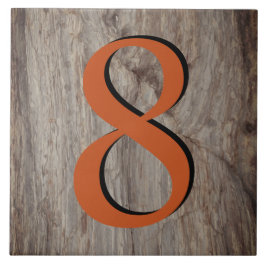 Kopergloed nummer tegel 8 op grijze steen tegeltje