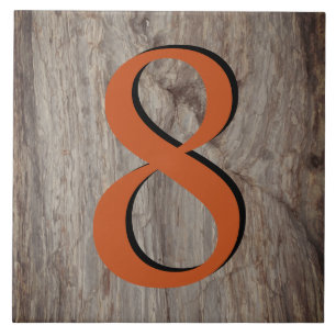 Kopergloed nummer tegel 8 op grijze steen tegeltje