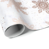 Kopergoud en marmer Snowflake kerstpatroon Cadeaupapier (Rol Hoek)