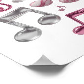 Kopergoud MUSIC IN ROZE EN WIT 3D-tekstkunst Poster (Hoek)