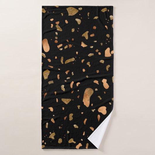 Kopergoud op Black Terrazzo Stone Bad Handdoek (Badhanddoek)