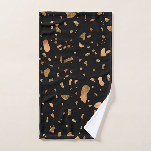 Kopergoud op Black Terrazzo Stone Bad Handdoek (Handdoek)