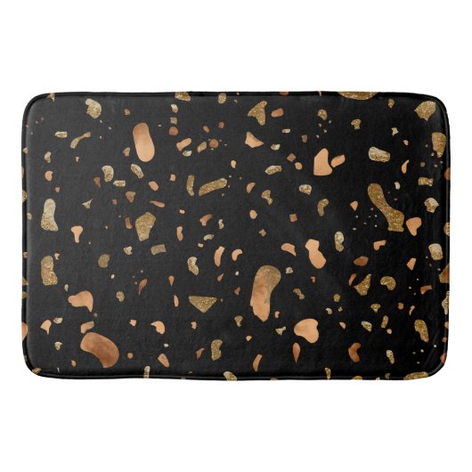 Kopergoud op Black Terrazzo Stone Badmat (Voorkant)