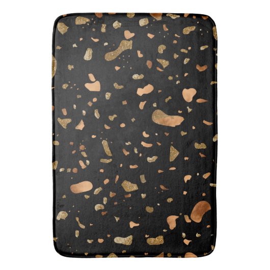 Kopergoud op Black Terrazzo Stone Badmat (Voorkant Verticaal)