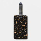Kopergoud op Black Terrazzo Stone Bagagelabel (Achterkant verticaal)