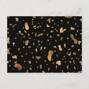 Kopergoud op Black Terrazzo Stone Briefkaart