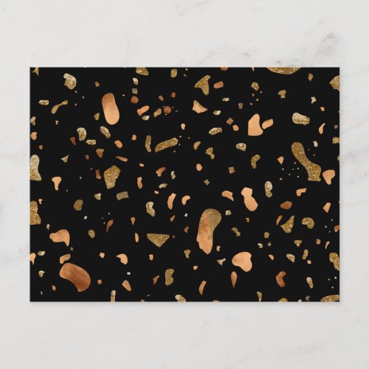 Kopergoud op Black Terrazzo Stone Briefkaart (Voorkant)