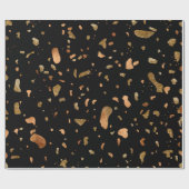 Kopergoud op Black Terrazzo Stone Cadeaupapier (Vlak)