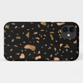 Kopergoud op Black Terrazzo Stone Case-Mate iPhone Case (Achterkant (horizontaal))