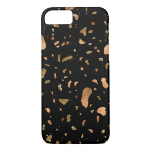 Kopergoud op Black Terrazzo Stone iPhone 8/7 Hoesje
