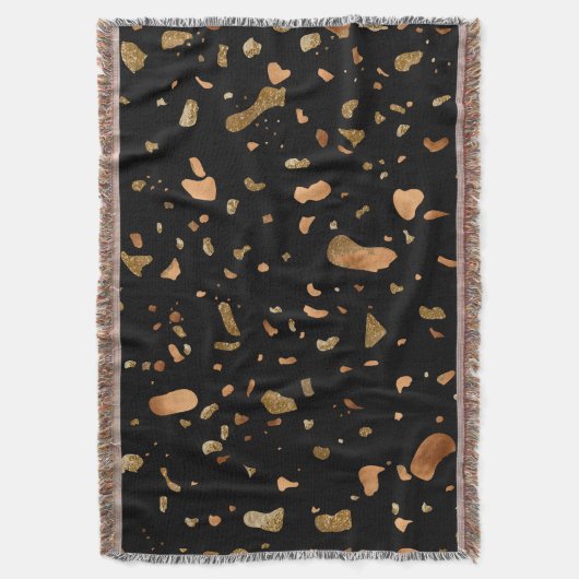 Kopergoud op Black Terrazzo Stone Deken (Voorkant Verticaal)