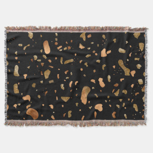 Kopergoud op Black Terrazzo Stone Deken