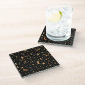 Kopergoud op Black Terrazzo Stone Glazen Onderzetter (Schuin)
