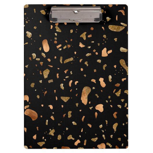Kopergoud op Black Terrazzo Stone Klembord (Voorkant)