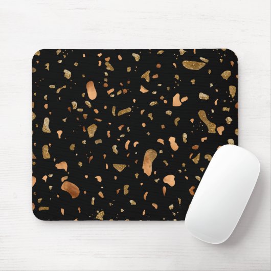 Kopergoud op Black Terrazzo Stone Muismat (Met muis)
