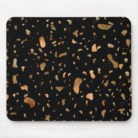Kopergoud op Black Terrazzo Stone Muismat (Voorkant)
