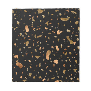 Kopergoud op Black Terrazzo Stone Notitieblok