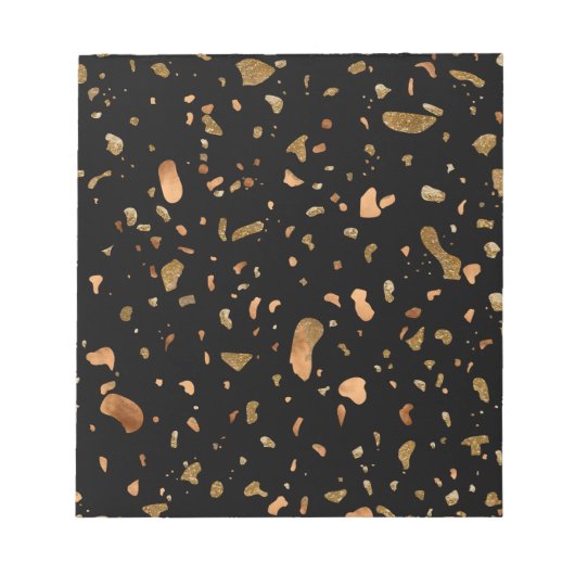 Kopergoud op Black Terrazzo Stone Notitieblok (Voorkant)
