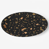 Kopergoud op Black Terrazzo Stone Papieren Bordje (Gekanteld)