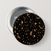 Kopergoud op Black Terrazzo Stone Ronde Button 7,6 Cm (Voorkant /achterkant)