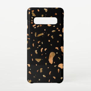 Kopergoud op Black Terrazzo Stone Samsung Galaxy S10 Hoesje