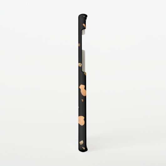 Kopergoud op Black Terrazzo Stone Samsung Galaxy Hoesje (Linkerkant)