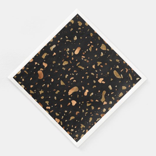 Kopergoud op Black Terrazzo Stone Servet (Hoek)