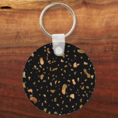 Kopergoud op Black Terrazzo Stone Sleutelhanger (Voorkant)