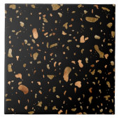 Kopergoud op Black Terrazzo Stone Tegeltje (Voorkant)