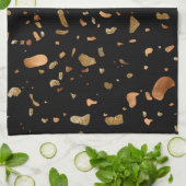 Kopergoud op Black Terrazzo Stone Theedoek (Gevouwen)