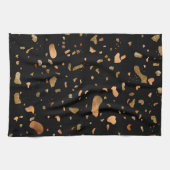 Kopergoud op Black Terrazzo Stone Theedoek (Horizontaal)